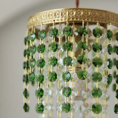 Close-up: Kristy pendant light detail, green crystal beads