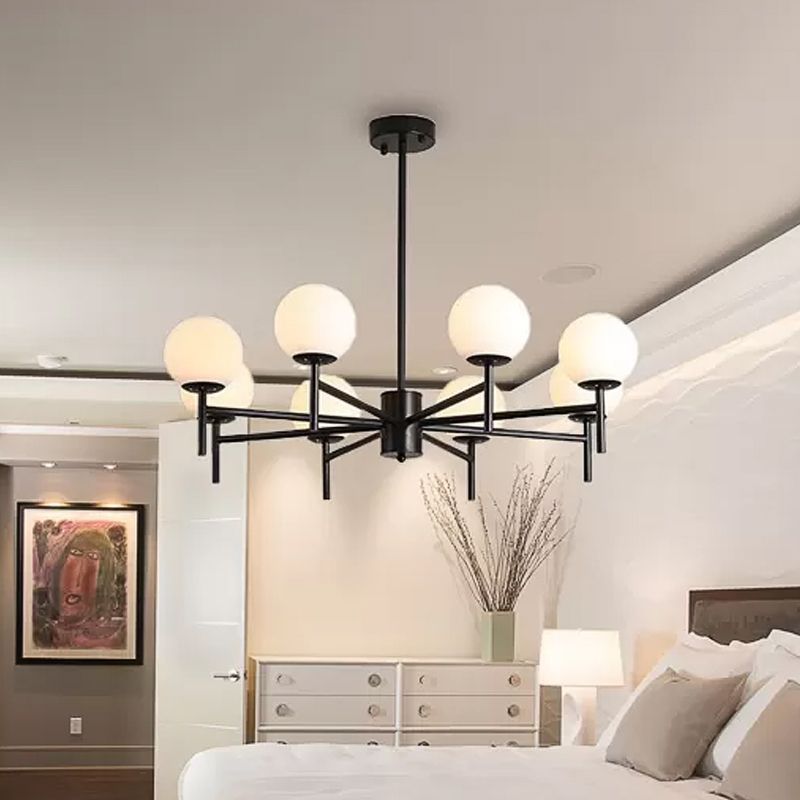 Valentina Modern Ball Glass Metal Chandelier in Bedroom