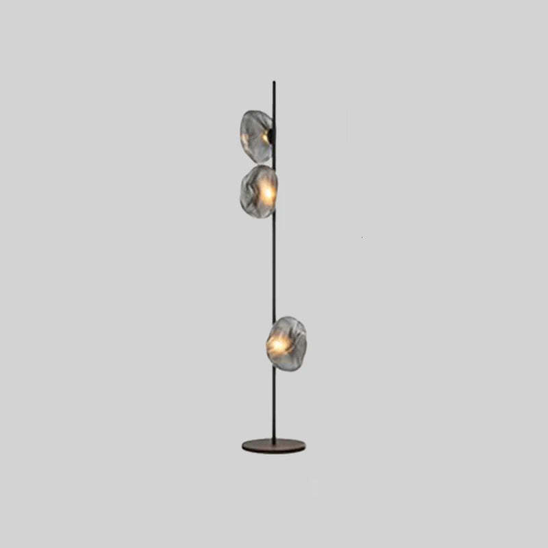 Byers Glass Flower Floor Lamp - Black Stem