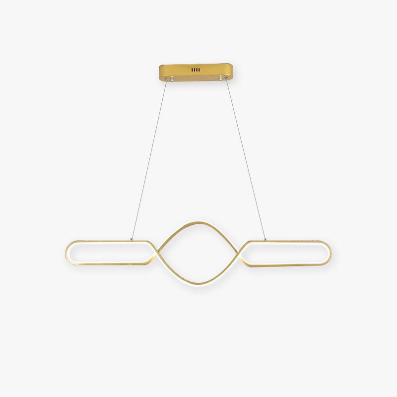 Bouvet Nordic pendant light. Gold metal cross-linear lighting.