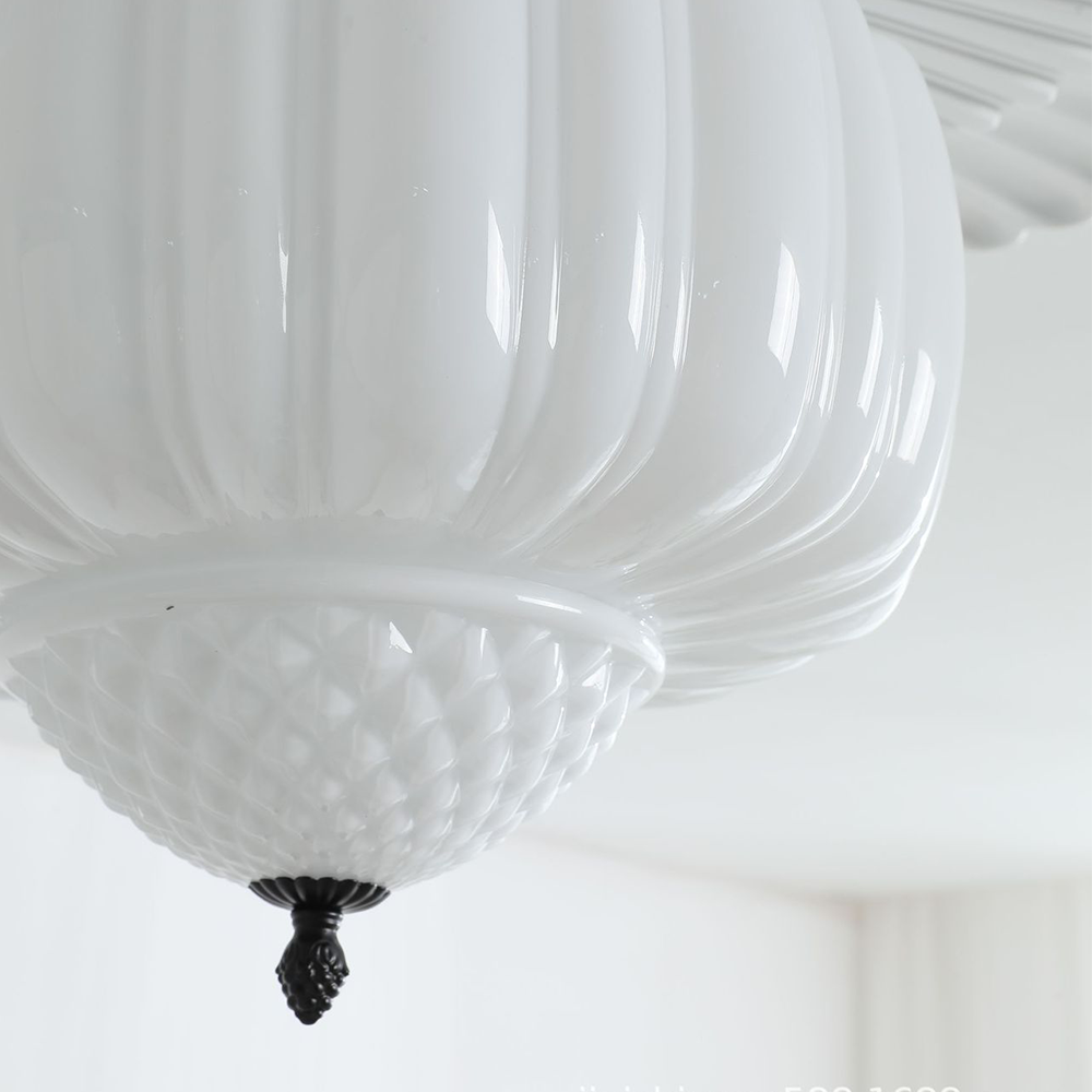 White glass Nielsen ceiling light detail, bubble shaped