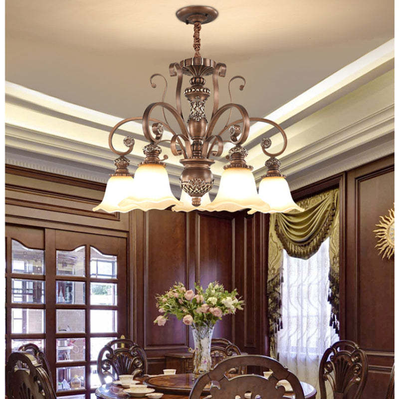 Lily Retro Flower Pendant Light in Dining Room