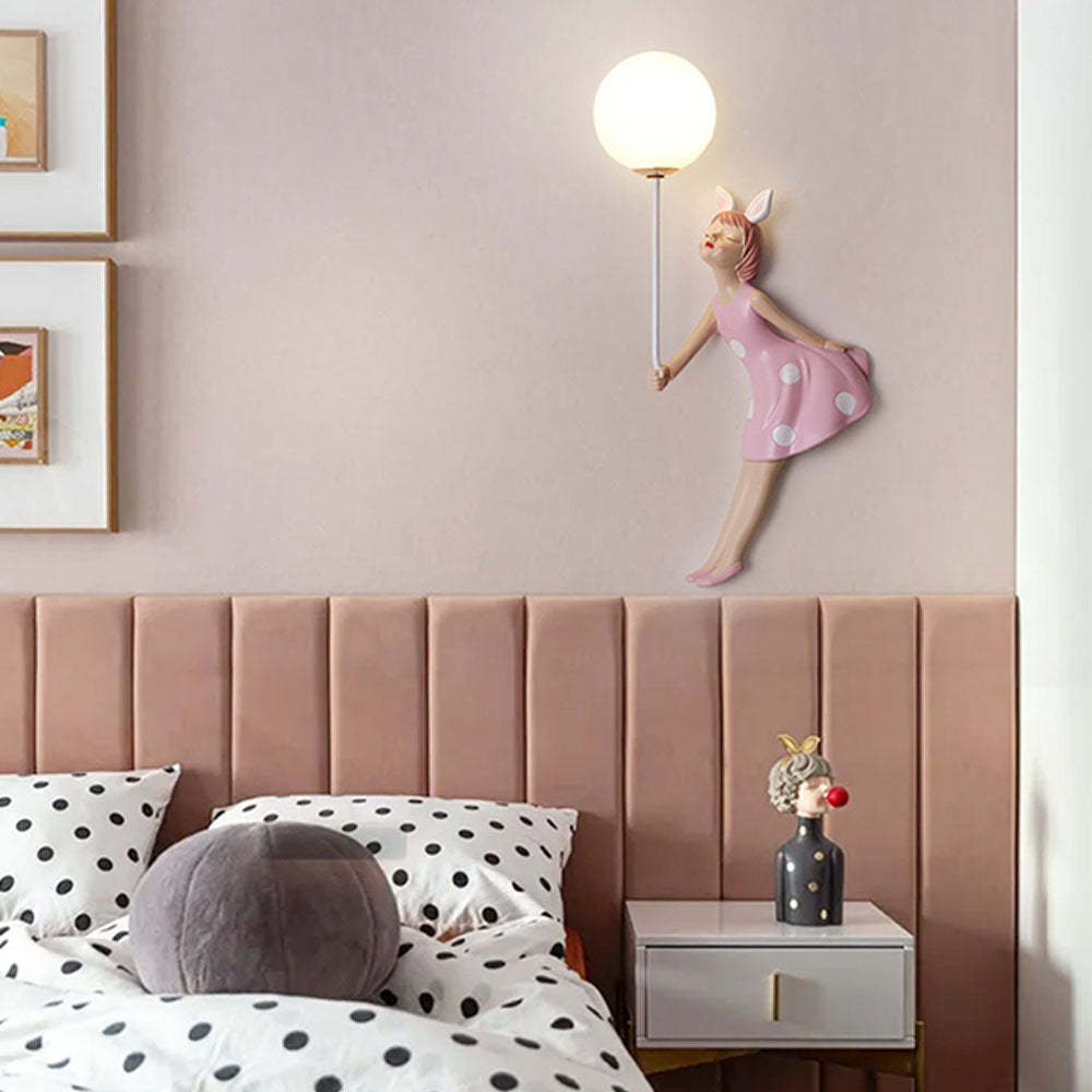 Pink girl wall lamp in a bedroom setting