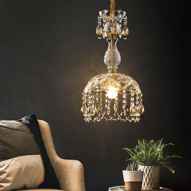 Luxury Kristy Crystal Pendant Light illuminating bedroom