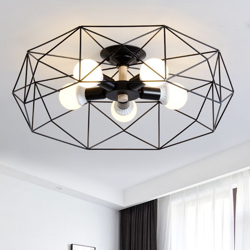 Modern geometric black ceiling light, Cooley model, Lassola lighting
