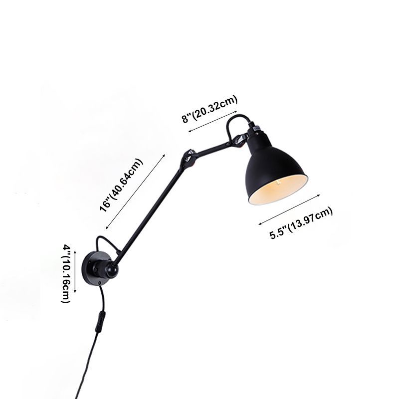 Brady Black Metal Adjustable Wall Lamp dimensions
