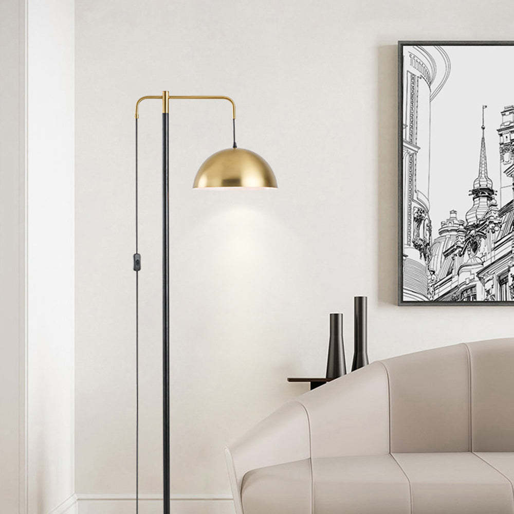 Carins floor lamp: gold shade, marble base, living room