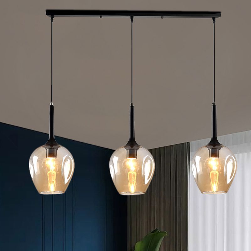 Hailie Modern Globe Pendant Light - Amber Glass, Kitchen Lighting