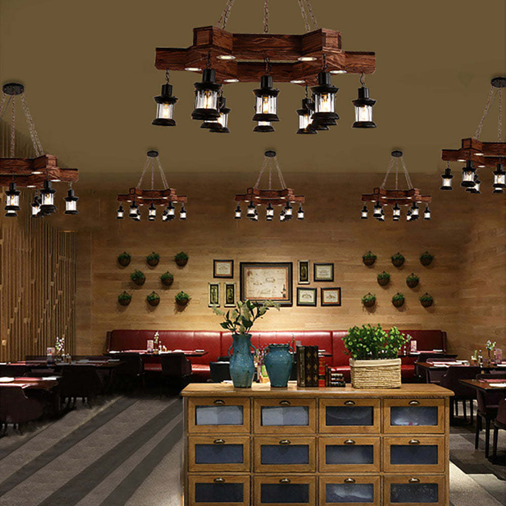 Restaurant interior with Austin Retro Lantern Pendant Lights