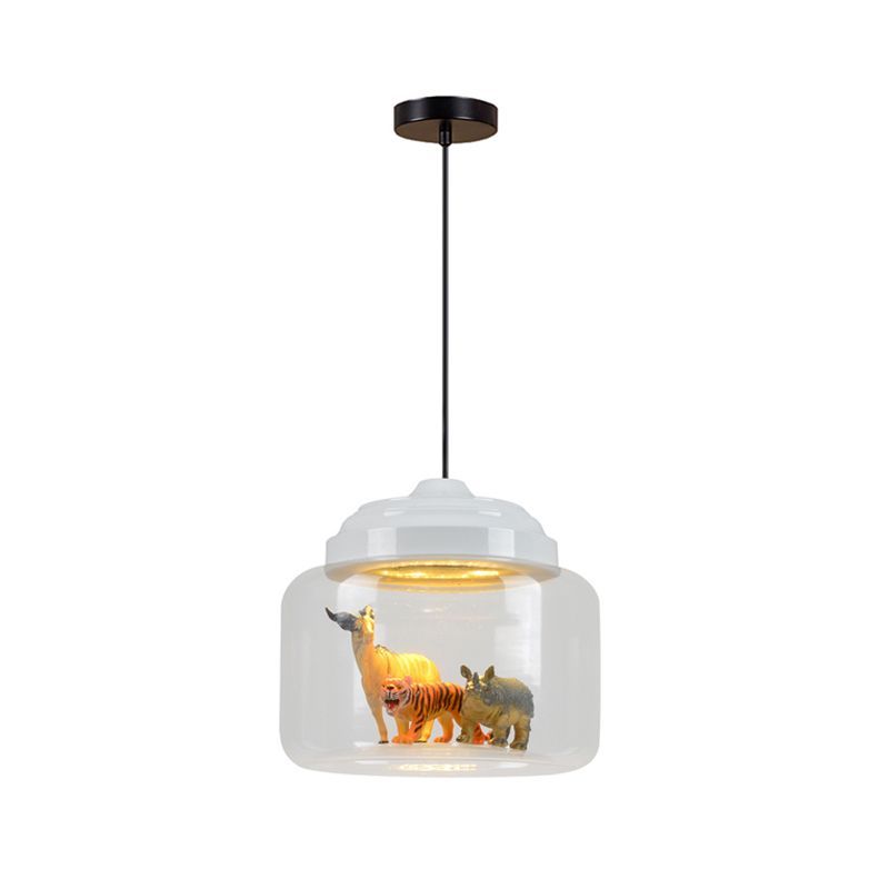 Leilani Art Deco Pendant Light with Rhino, Tiger, Gazelle