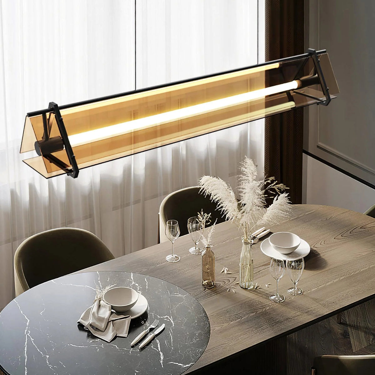 Edge Industrial Pendant Light above dining table