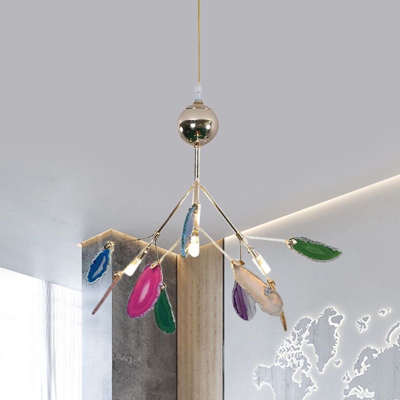 Javon Colorful Agate Leaf Pendant Light, living room lighting