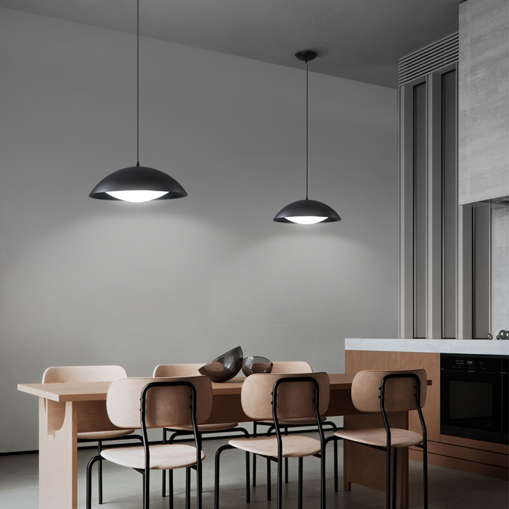 Hailie black pendant lights over dining table, modern interior