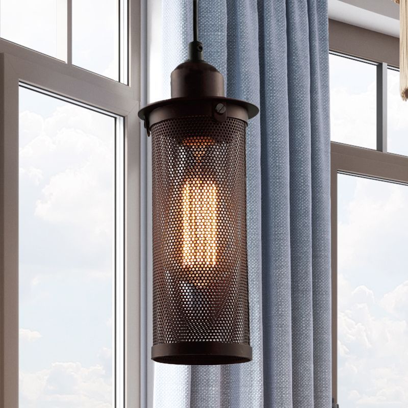 Sanna Industrial Pendant Light with LED bulb, rust finish