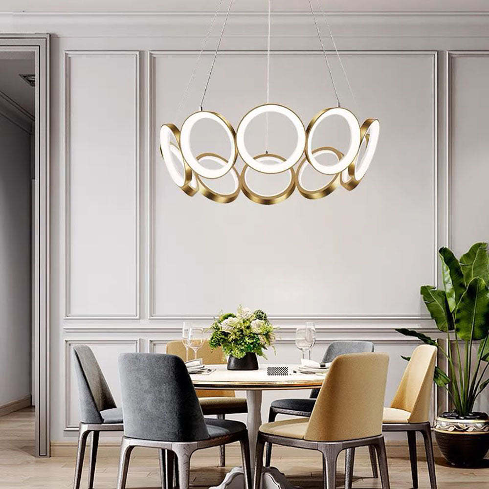 Arisha gold ring pendant light over dining room table