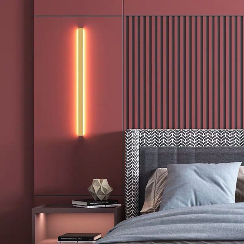 Bedroom with Edge Minimalist Linear Wall Lamp, modern interior design