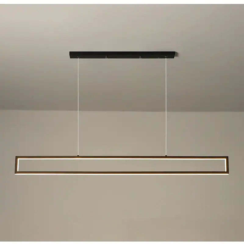 Black metal rectangular LED pendant light fixture
