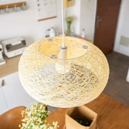 Rattan pendant light in a dining room or bedroom