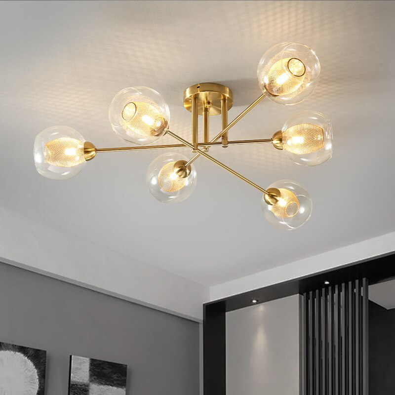 Valentina industrial ceiling light with glass globes