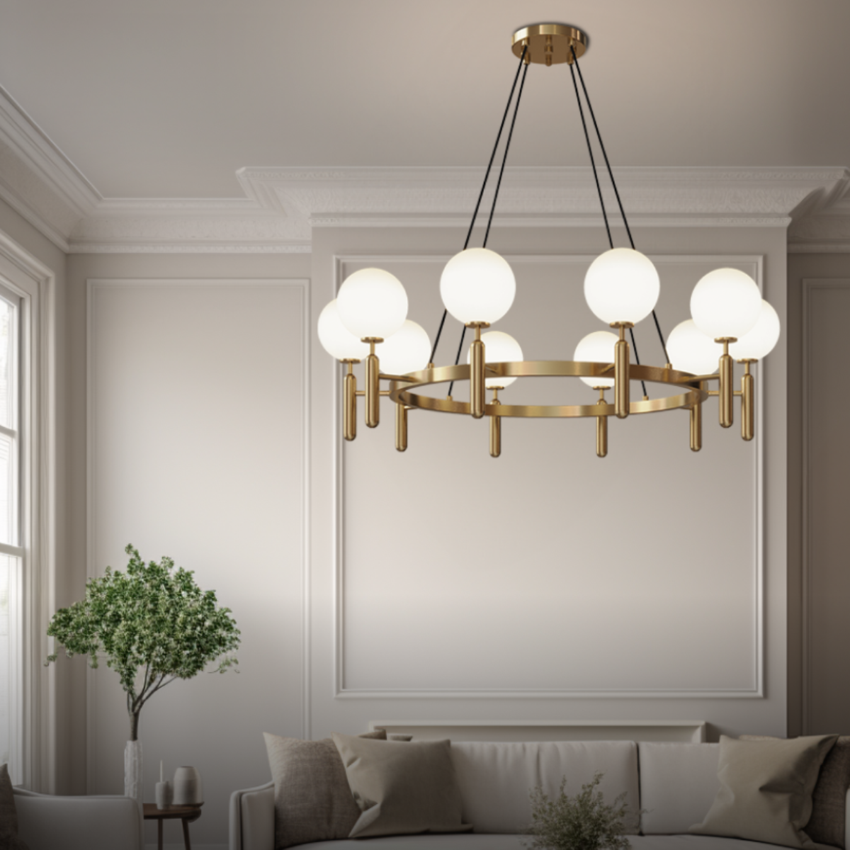 Marilyn gold pendant light in living room