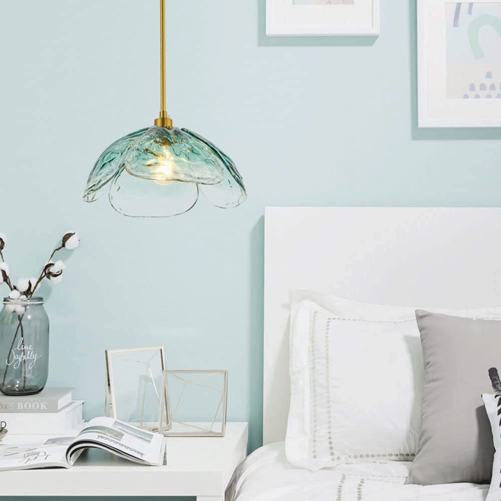 Hailie Modern Pendant Light in Bedroom with flower shape glass shade