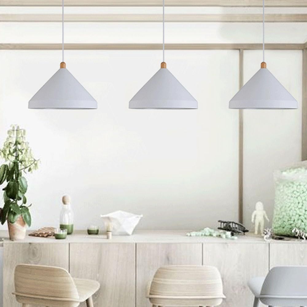 White Hailie Industrial Pendant Lights in Dining Room