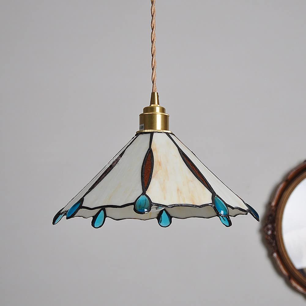 Eryn Vintage Pendant Light, stained glass shade