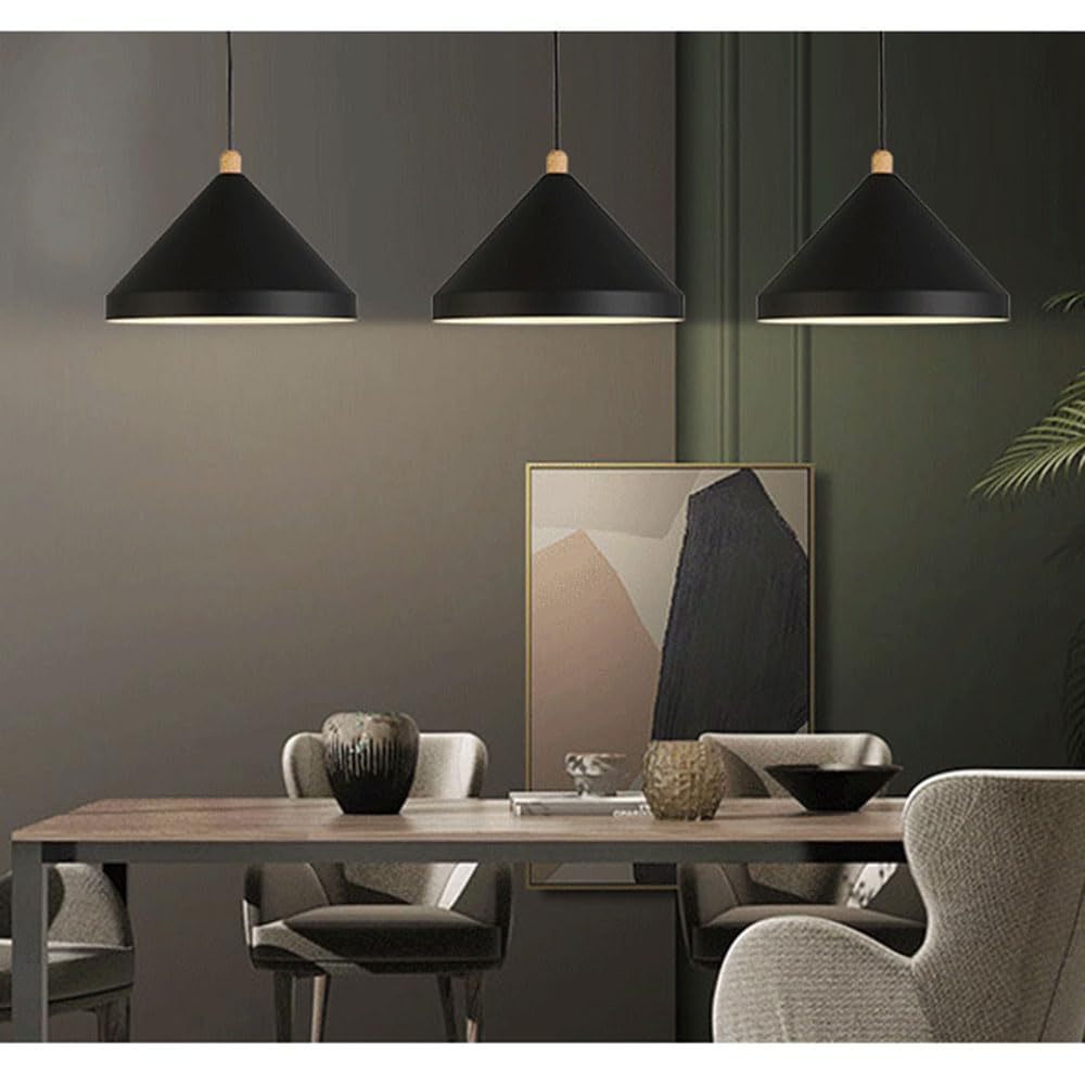 Black Hailie pendant lights over dining table