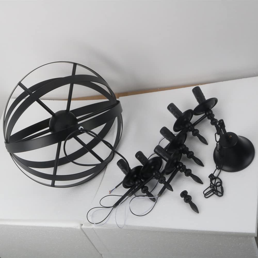 Silva Retro Chandelier parts, black metal and glass