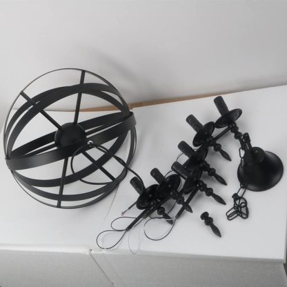 Silva Retro Chandelier parts, black metal and glass