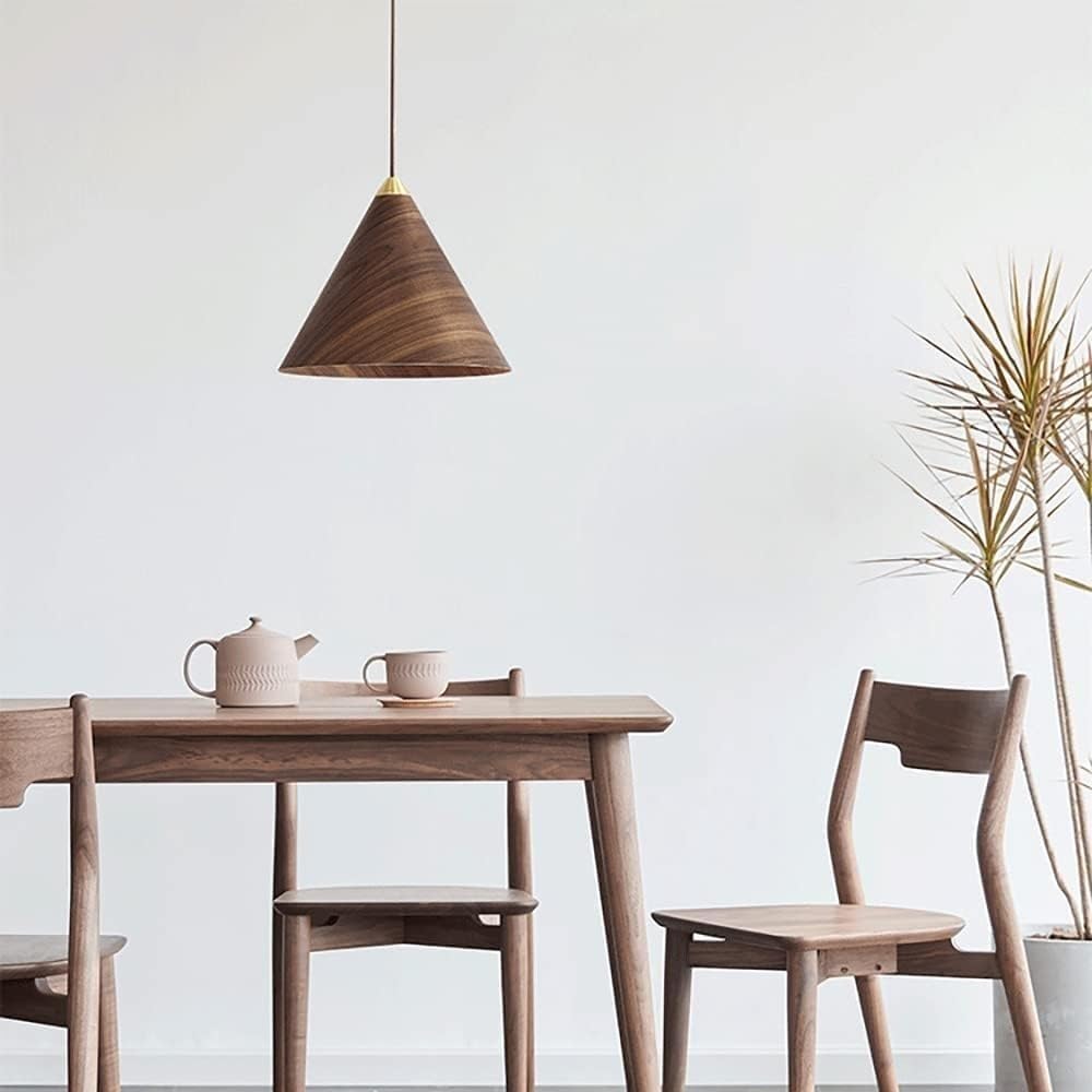 Hailie Walnut Pendant Light over dining table setting