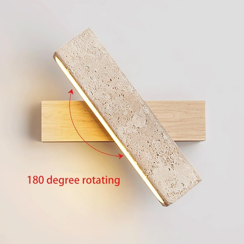 Zaid Natural Travertine Wood Adjustable Minimalist Wall Lamp