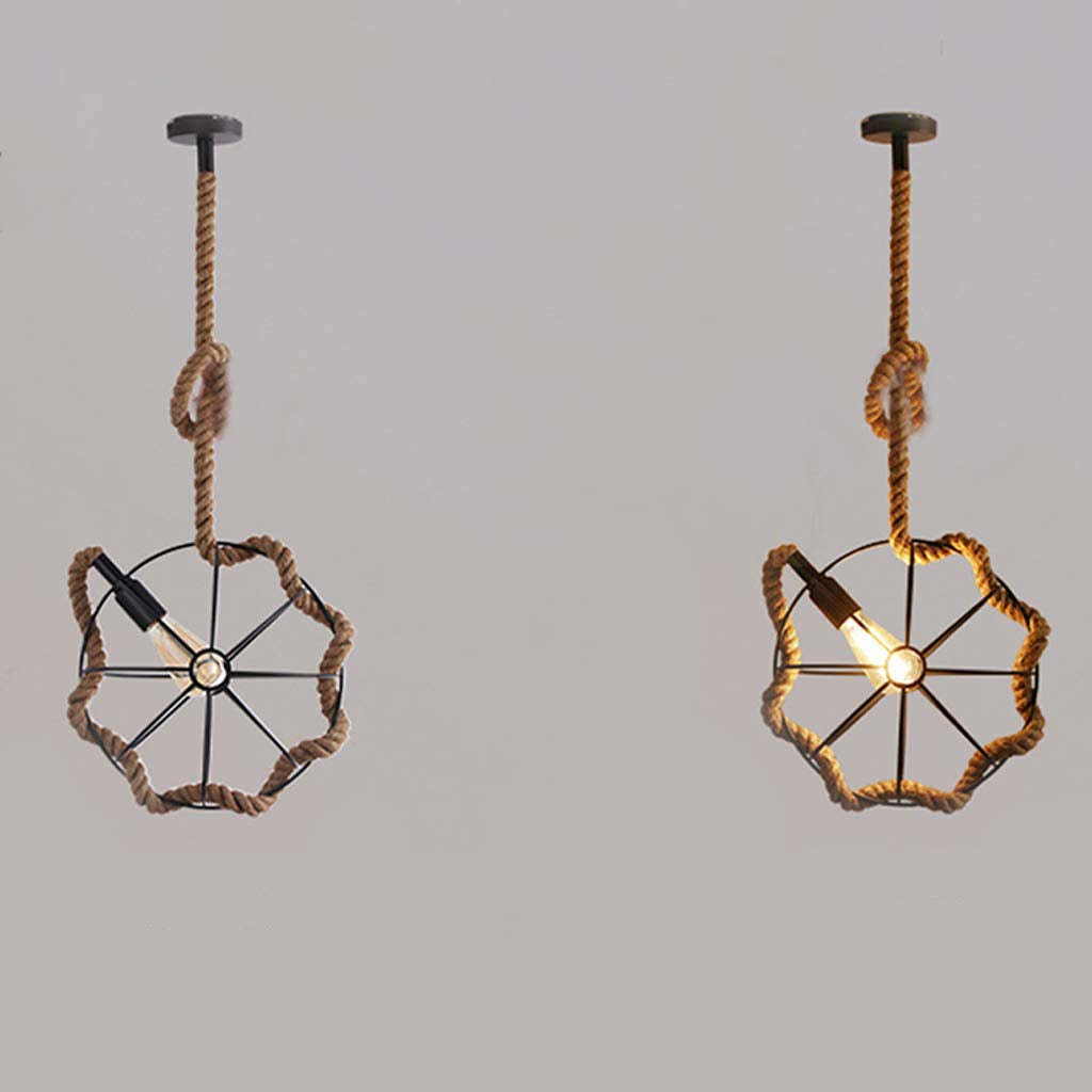 Epoch Retro Pendant Light: Metal Frame and Rope Design