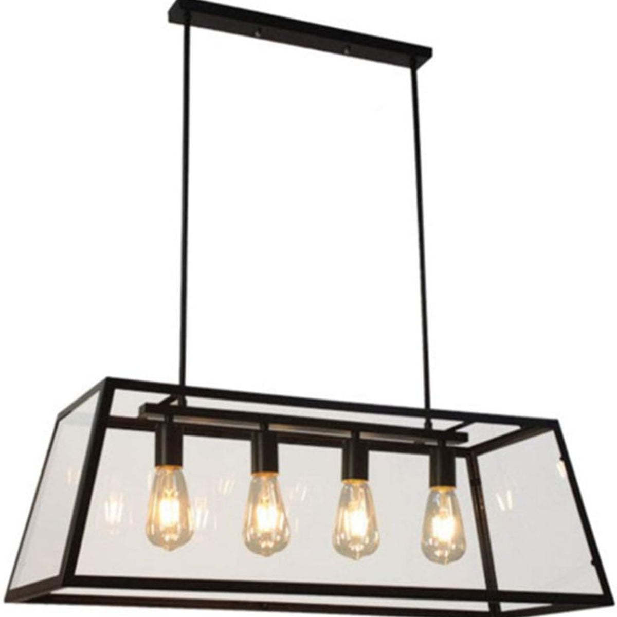Four-bulb Austin Industrial Pendant Light, Glass & Metal