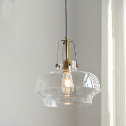 Clear Glass Hailie Pendant Light with Brass Accents