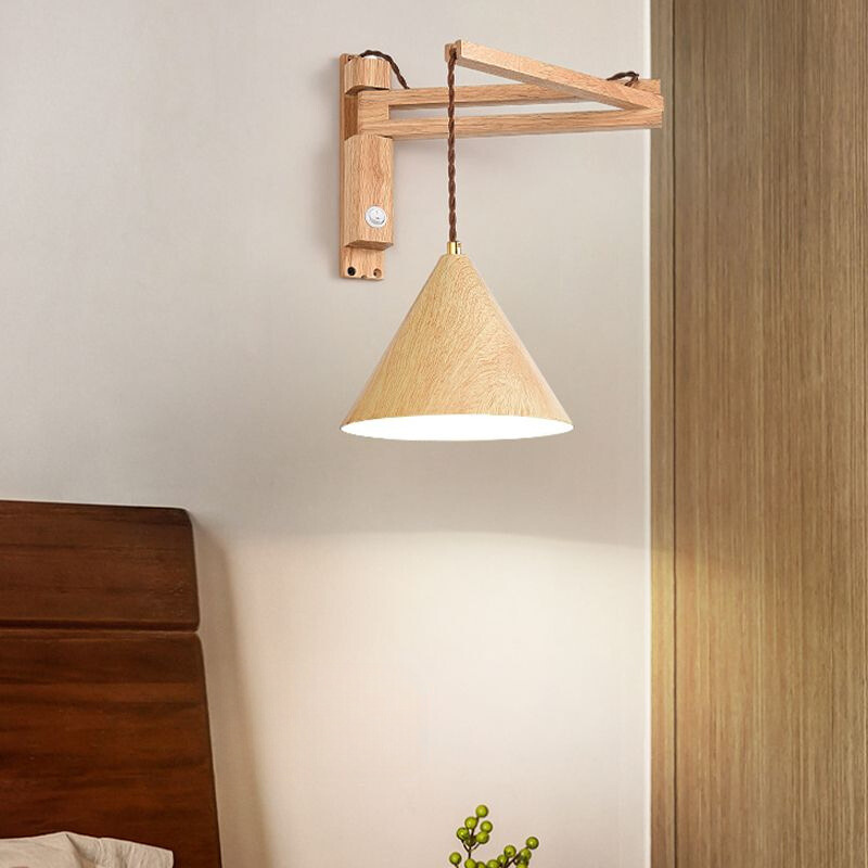 Ozawa adjustable wood wall lamp, modern bedroom lighting