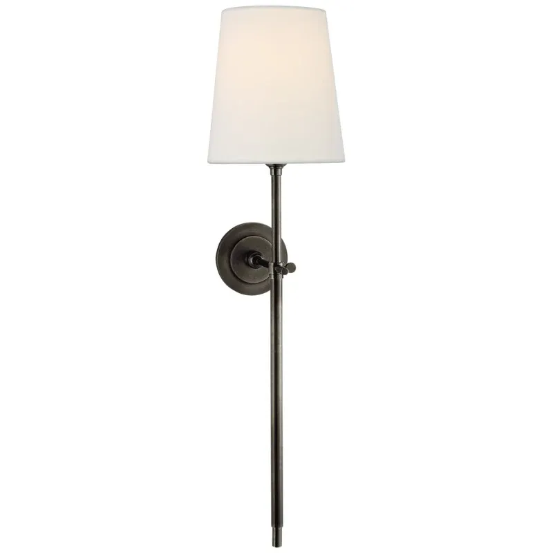 Austin Brass White Tapered Shade Wall Lamp