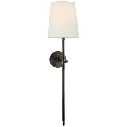 Austin Brass White Tapered Shade Wall Lamp