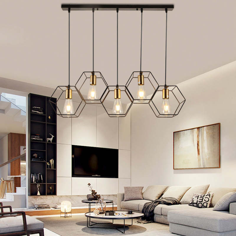 Bouvet Farmhouse 5-Light Pendant over sofa