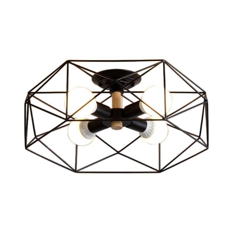 Black geometric flush mount ceiling light, Lassola Cooley model