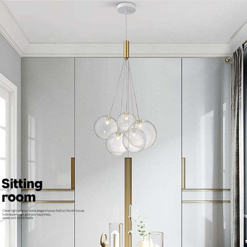 Valentina glass globe pendant light in a modern sitting room setting
