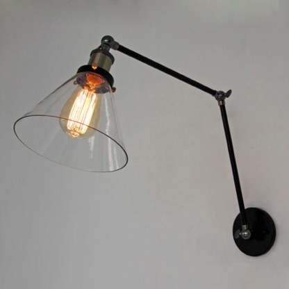 Industrial Wall Lamp: Brady Adjustable Metal & Glass Light