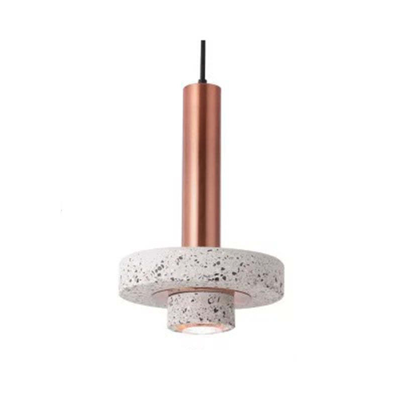 Zaid Modern Pendant Light with Terrazzo shade and copper accents