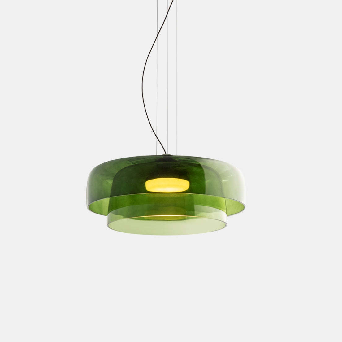 Green Morandi pendant light, glass fixture, modern design
