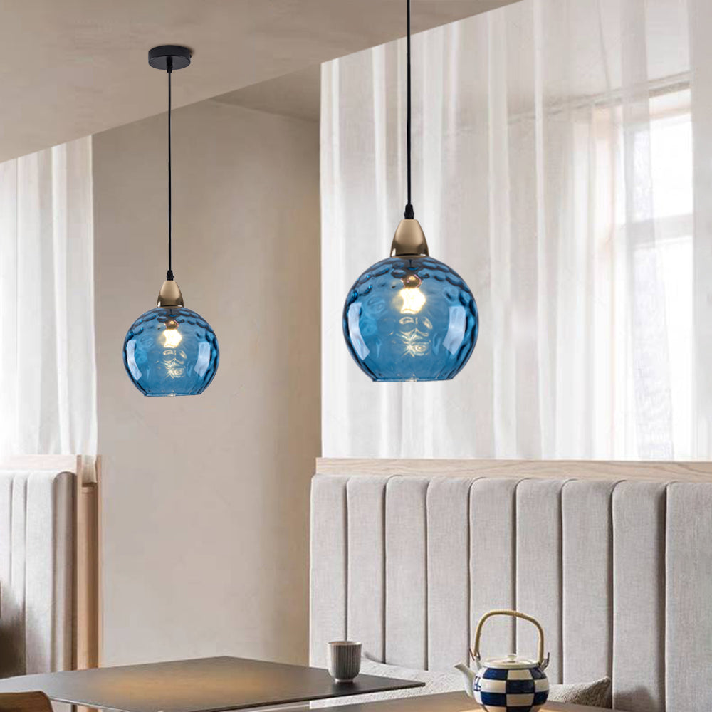 Blue Hailie glass pendant lights for dining room lighting