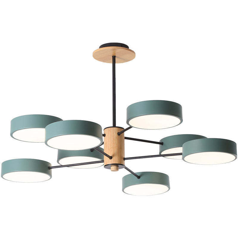 Sienna Art Deco Pendant Light - Teal and Wood Finish
