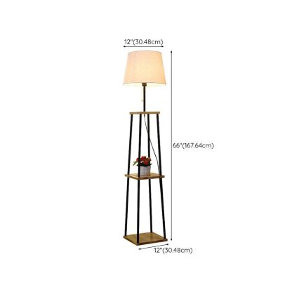 Eryn floor lamp: metal frame & fabric shade with shelf