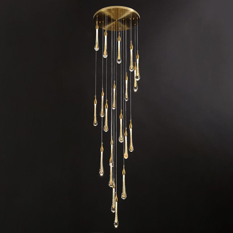 Hailie Modern Teardrop Chandelier, Gold crystal chandelier