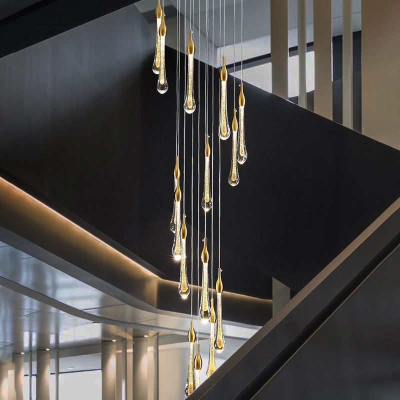 Hailie teardrop crystal chandelier in modern hallway