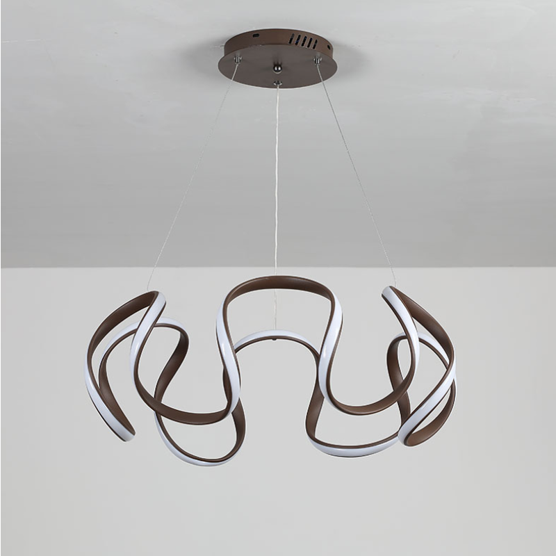 Louise modern pendant light in brown metal and silicone.
